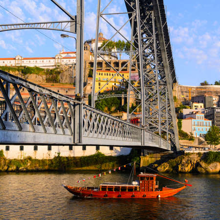 view of Dom Luis I bridge in Porto, Portugalの写真素材