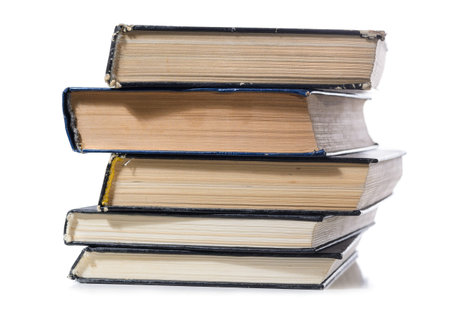 pile of books isolated on white background