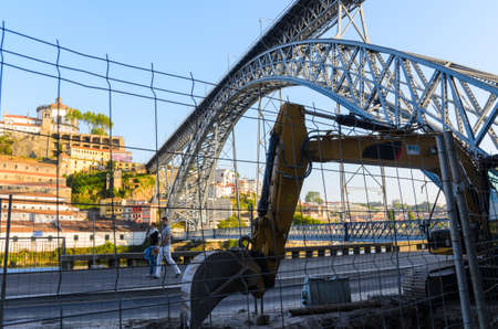 view of Dom Luis I bridge in Porto, Portugalの写真素材