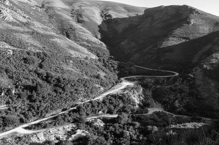 scenic view of sunset mountains at Peneda-Geres National Park in northern Portugal.の写真素材