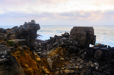 ocean coastline in Peniche, Portugalの写真素材
