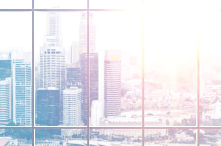 view from office window on modern cityの写真素材