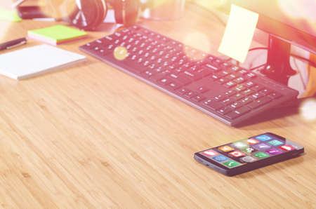 modern stylish work place, view from aboveの写真素材