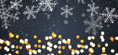 Dark grey festive Christmas or New Year background with shiny golden baublesの写真素材