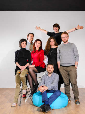 Group photo of small business team in modern officeの写真素材