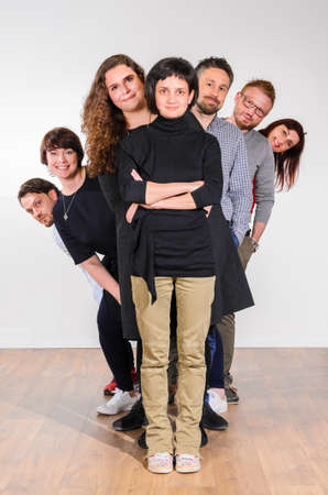 Group photo of small business team in modern officeの写真素材