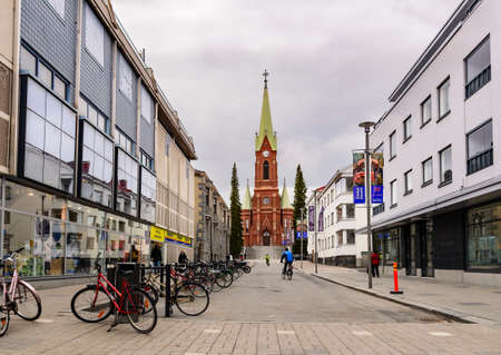 MIKKELI, FINLAND - MAY 23, 2017 Day view of Hallituskatu street, Mikkeliのeditorial素材