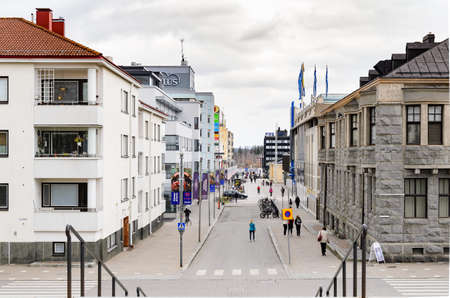 MIKKELI, FINLAND - MAY 23, 2017 Day view of Hallituskatu street, Mikkeliのeditorial素材