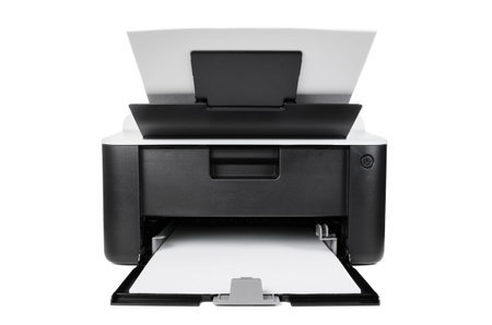 Compact laser home printer isolated on white background