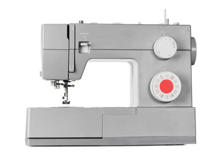Modern electric sewing machine isolated on white backgroundの写真素材