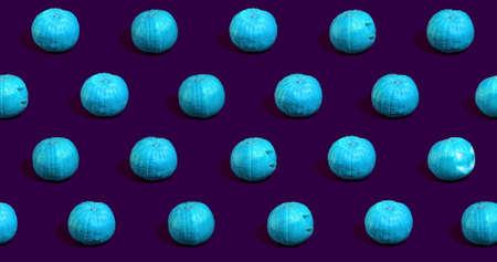 Halloween pumpkins Jack oLantern on purple background.の写真素材