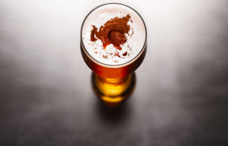 lager beer on tableの写真素材