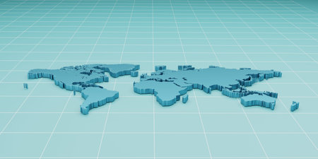 3D World Map in perspective view. Abstract background. Vector illustration.
