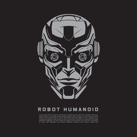 Premium front face robot humanoid, for mascot or T-shirt, vector designのイラスト素材