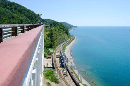 Blue sky and sea on a backgroundの写真素材