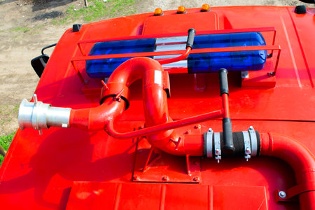 fire monitors and flashers located on the roof of the fire truck