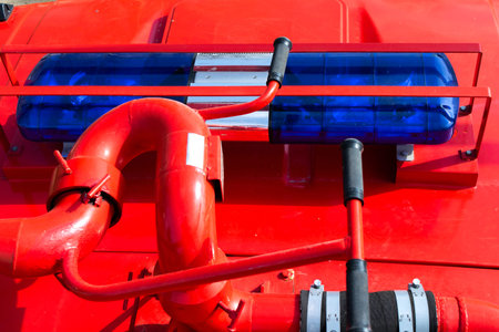flashers and fire monitors located on the roof of the fire truck