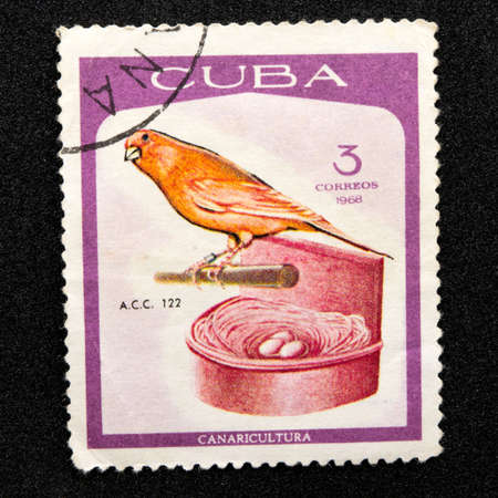 Mark of the Cuban Post, Series - Canaricultura, 1968の写真素材