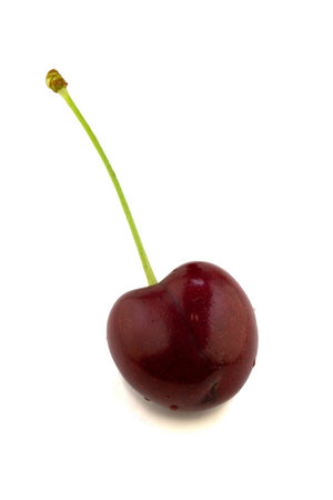 one ripe red cherry berry isolated on the white background