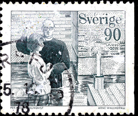 02.09.2020 Divnoe Stavropol Krai Russia postage stamp Sweden 1978 Nonconformist Christian Sects Christian communions Priest and noviceのeditorial素材