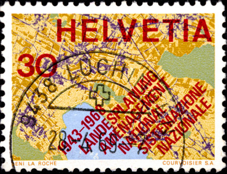 02 08 2020 Divnoe Stavropol Territory Russia postage stamp Switzerland 1968 Events Landesplanung...