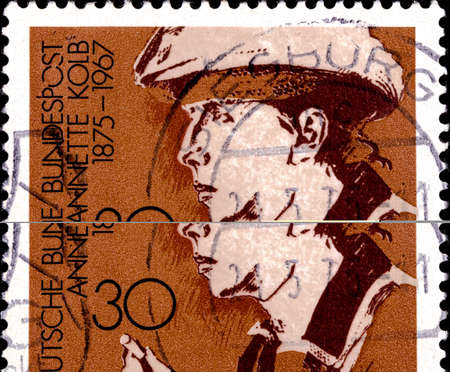 02 09 2020 Divnoe Stavropol Territory Russia postage stamp Germany 1975 Famous Women Annette Kolb 1870-1967 Writer portraitのeditorial素材