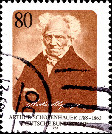 02 11 2020 Divnoe Stavropol Territory Russia postage stamp Germany 1988 The 200th Anniversary of the Birth of Arthur Schopenhauer 1788-1860 Philosopher portraitのeditorial素材