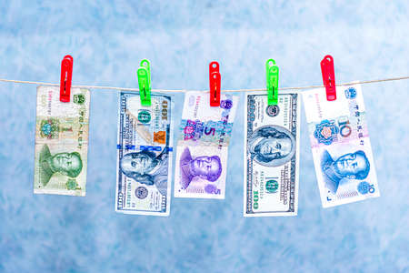 Chinese icon with dollars. Stock market growth concept. Business investment growth concept. Business success concept.の写真素材