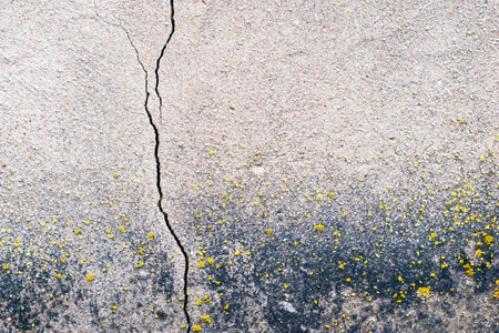gray old cement plastered surface with a crack background texture. High quality photoの写真素材