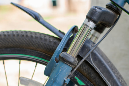 shock absorber of the front fork of a sports bike close-up. High quality photoの写真素材