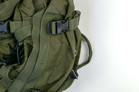 tourist backpack on a white surface with a copy space. High quality photoの写真素材