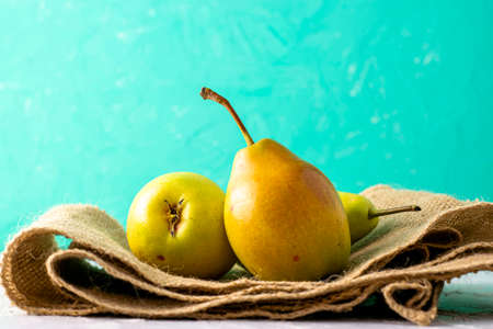juicy ripe pears on the table close-up. High quality photoの写真素材