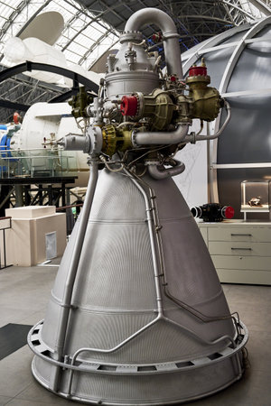 17/06/2022 Russia Moscow VDNH Pavilion Cosmos rocket jet engine close-up at the cosmonautics Museum. high quality photoのeditorial素材