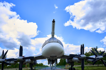 06.16.2022 Central Museum of the Air Force at the Air Force Academy, Monino, Moscow region Tu-95 Bear Soviet and Russian turboprop strategic bomber-missile carrierのeditorial素材