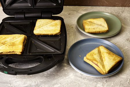 freshly baked delicious sandwiches in a sandwich box and on a plate. high quality photo