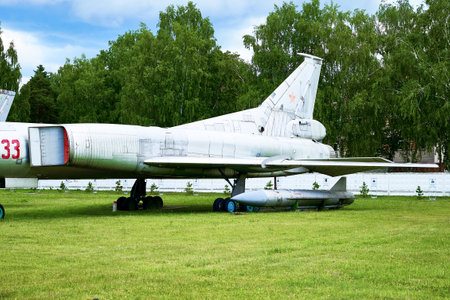 16/06/2022 Central Museum of the Air Force at the Air Force Academy, Monino, Moscow region Tu-22 m Backfire is a Soviet long-range supersonic carrier-bomber with a variable sweep wing, a cruise missile under the wing of an aircraft. high quality photoのeditorial素材