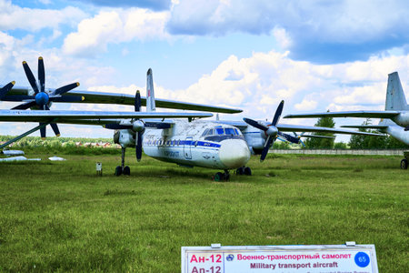 16/06/2022 Central Museum of the Air Force at the Air Force Academy, Monino, Moscow region AN-12 Cub Soviet military transport aircraft. high quality photoのeditorial素材