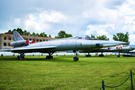 16/06/2022 Central Museum of the Air Force at the Air Force Academy, Monino, Moscow region Tu-22 Blinder is a Soviet long-range heavy supersonic aircraft designed by Tupolev Design Bureau. high quality photoのeditorial素材