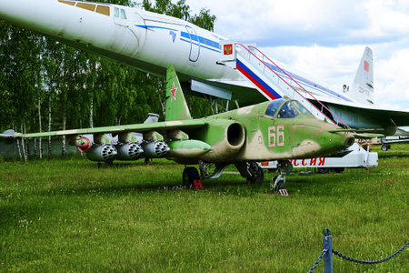 06.16.2022 Central Museum of the Air Force at the Air Force Academy, Monino, Moscow region Su-25 Frogfoot Soviet attack aircraft, armored subsonic military aircraftのeditorial素材