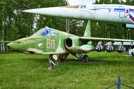 16/06/2022 Central Museum of the Air Force at the Air Force Academy, Monino, Moscow region Su-25 Frogfoot Soviet attack aircraft, armored subsonic military aircraft. high quality photoのeditorial素材