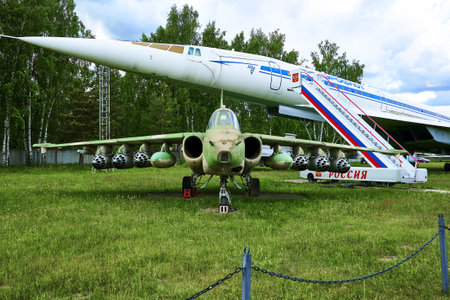 16/06/2022 Central Museum of the Air Force at the Air Force Academy, Monino, Moscow region Su-25 Frogfoot Soviet attack aircraft, armored subsonic military aircraft. high quality photoのeditorial素材
