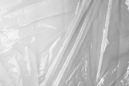 transparent cellophane bag close-up background texture of plastic. high quality photoの写真素材