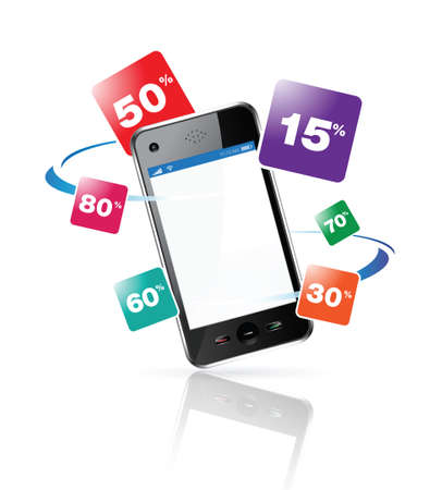 Shopping online on smartphoneのイラスト素材