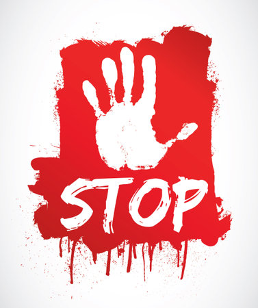 NO, STOP   red handのイラスト素材
