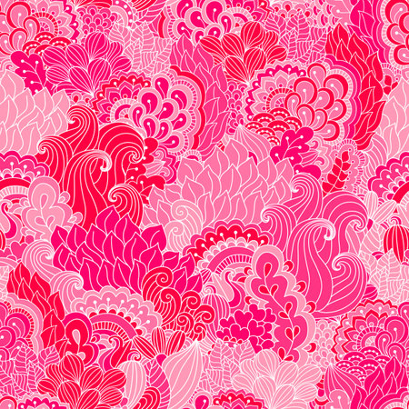 Hand drawn seamless pattern with floral elements. Colorful background. Pattern can be used for fabric, wallpaper or wrapping.のイラスト素材
