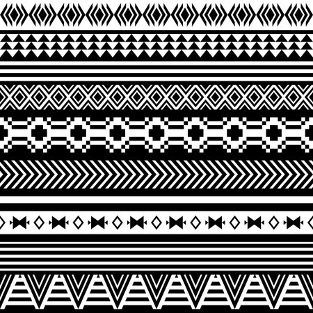 Seamless black and white indian pattern. Ethnic geometric background.のイラスト素材