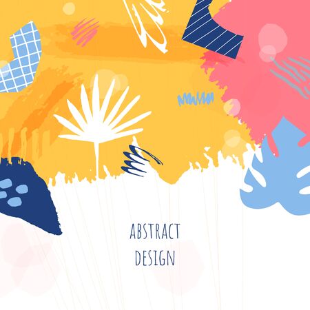 Abstract colorful collage background. Wallpaper hand drawn design.のイラスト素材