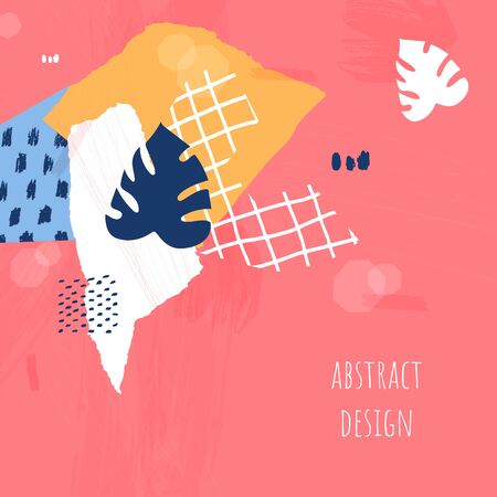 Abstract colorful collage background. Wallpaper hand drawn design.のイラスト素材
