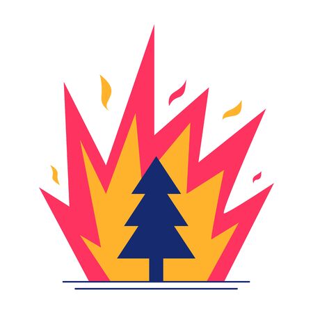 Wildfire and forest fires concept.のイラスト素材