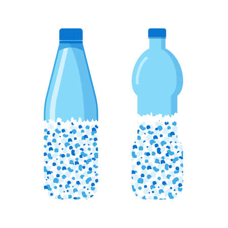 Micro plastic pollution concept. Microplastic in water. Vector illustration.のイラスト素材